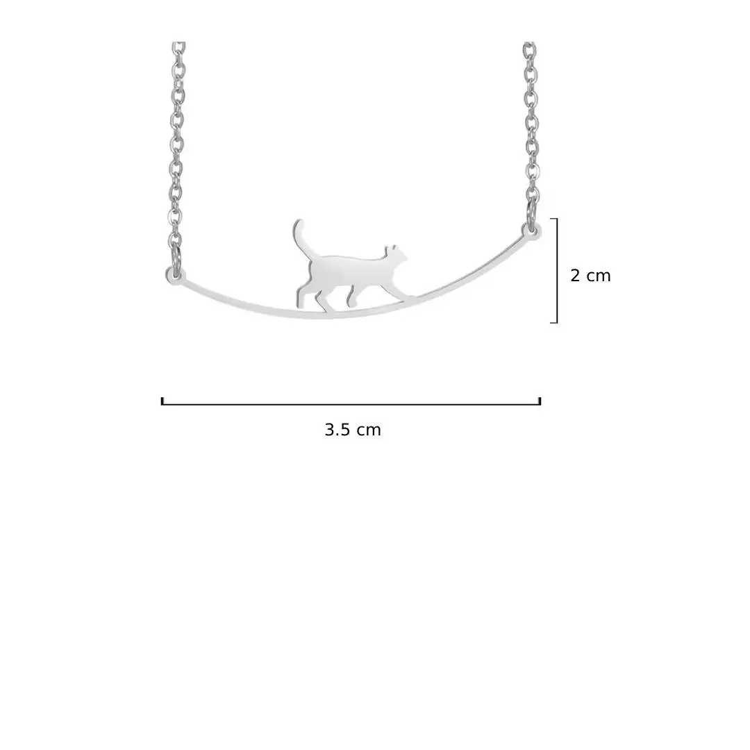 گردنبند گربه بند باز نقره و زنجیر