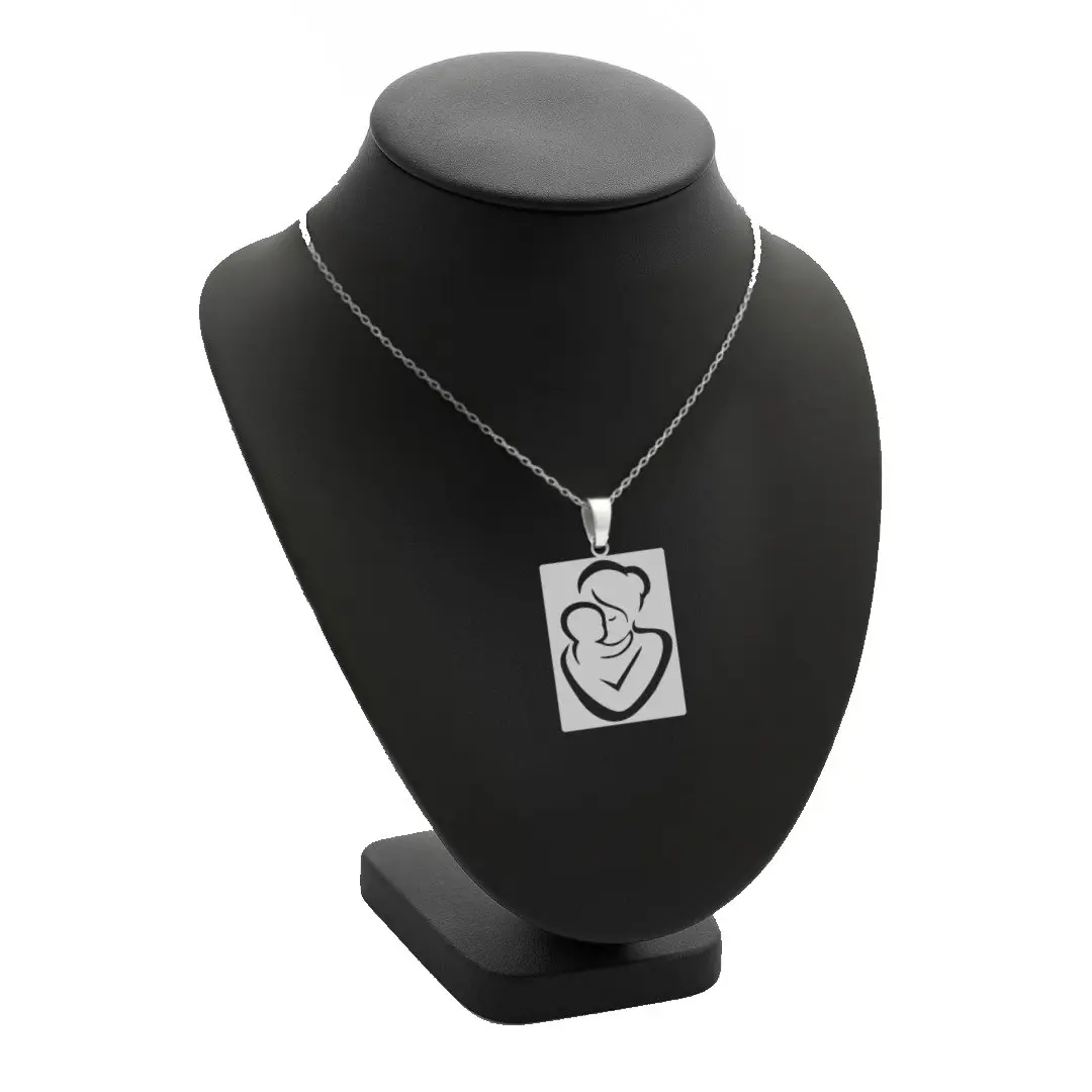 آویز مادرم، بچه و زنجیر نقره روز مادر نقره 925