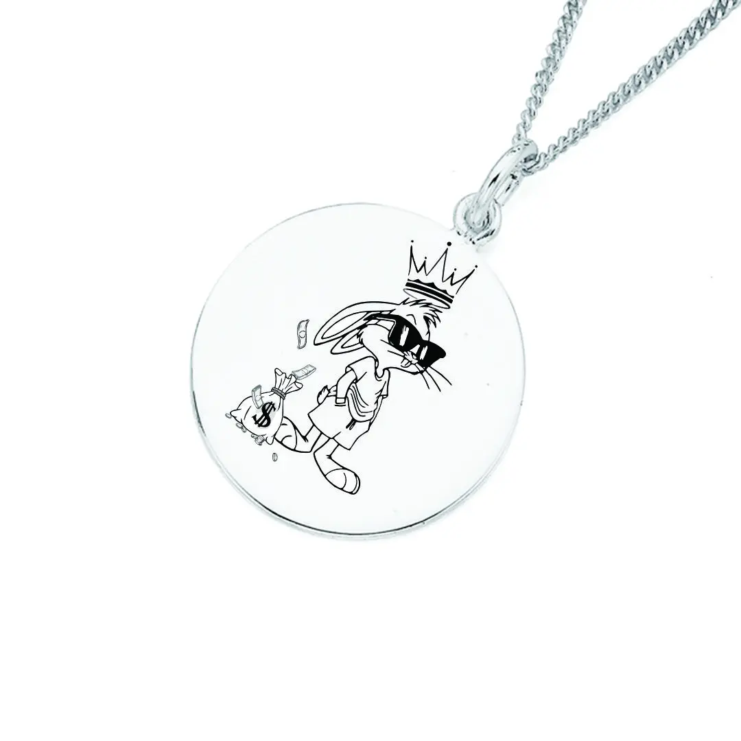 پلاک  خرگوش تُخس و زنجیر استیل