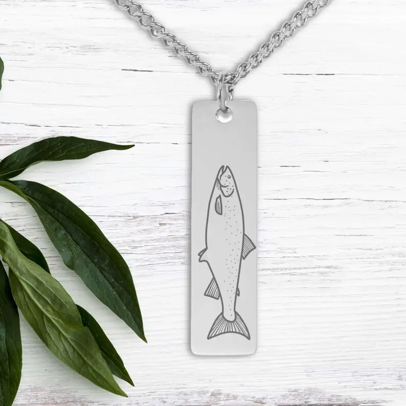 پلاک استیل ماهی به همراه زنجیر