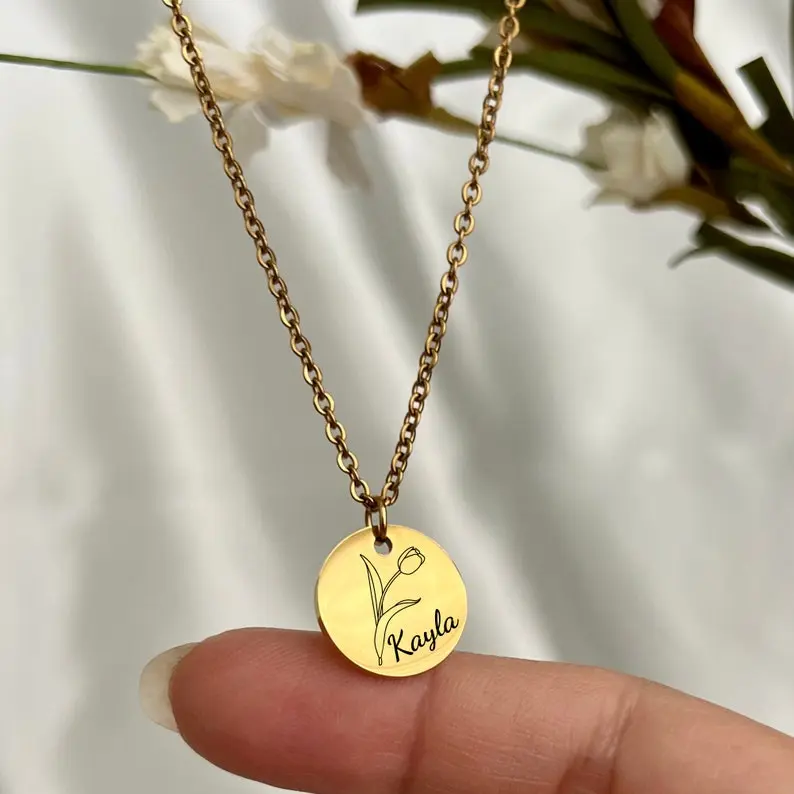 پلاک استیل حکاکی گل و اسم