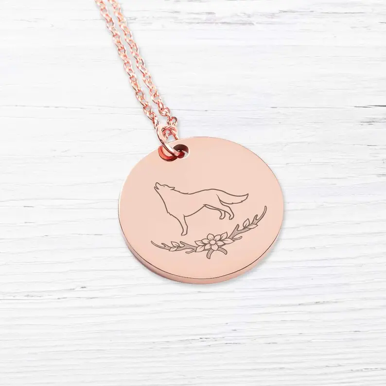 پلاک استیل گرگ زوزه کش به همراه زنجیر