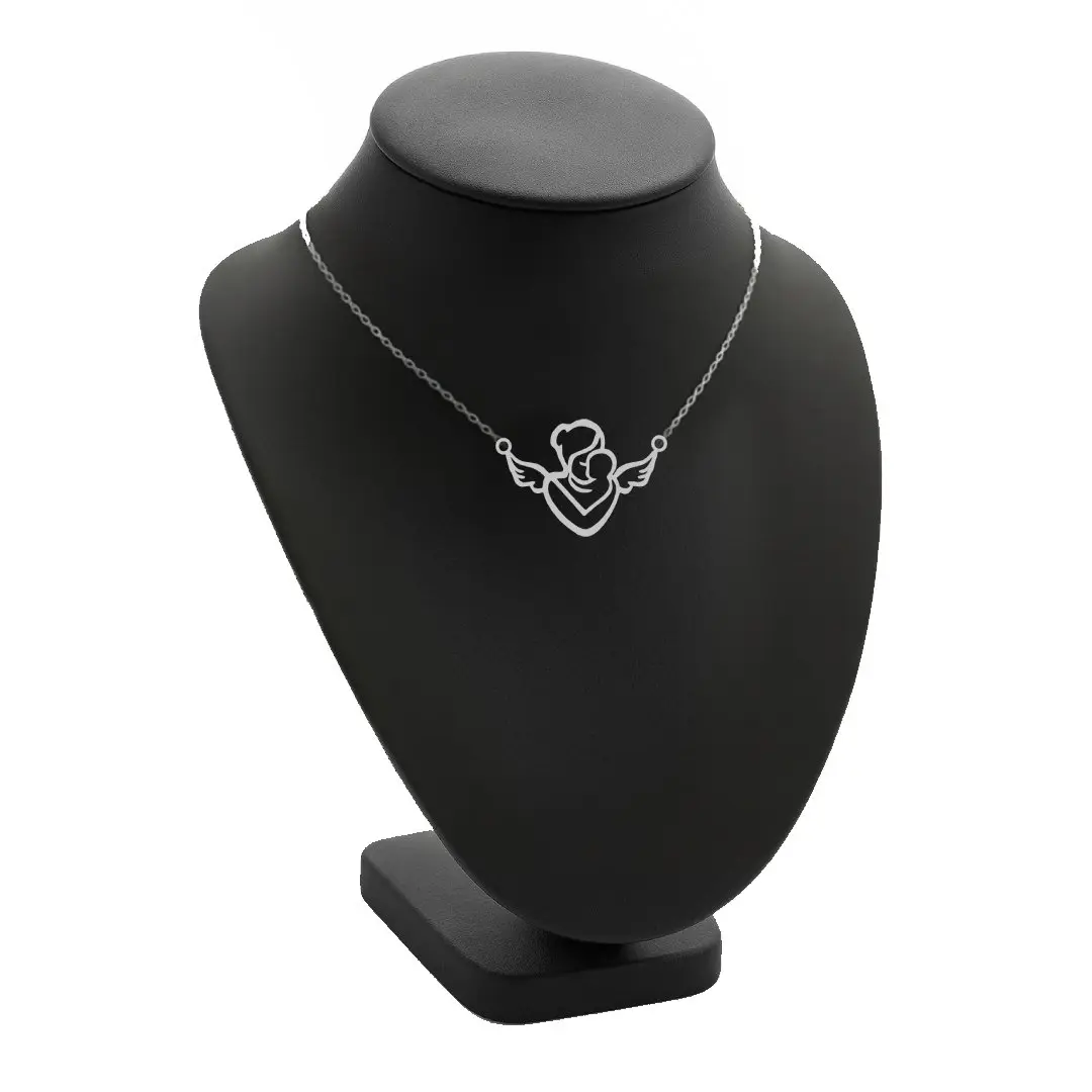 آویز مادر ، بچه فرشته و زنجیر نقره روز مادر