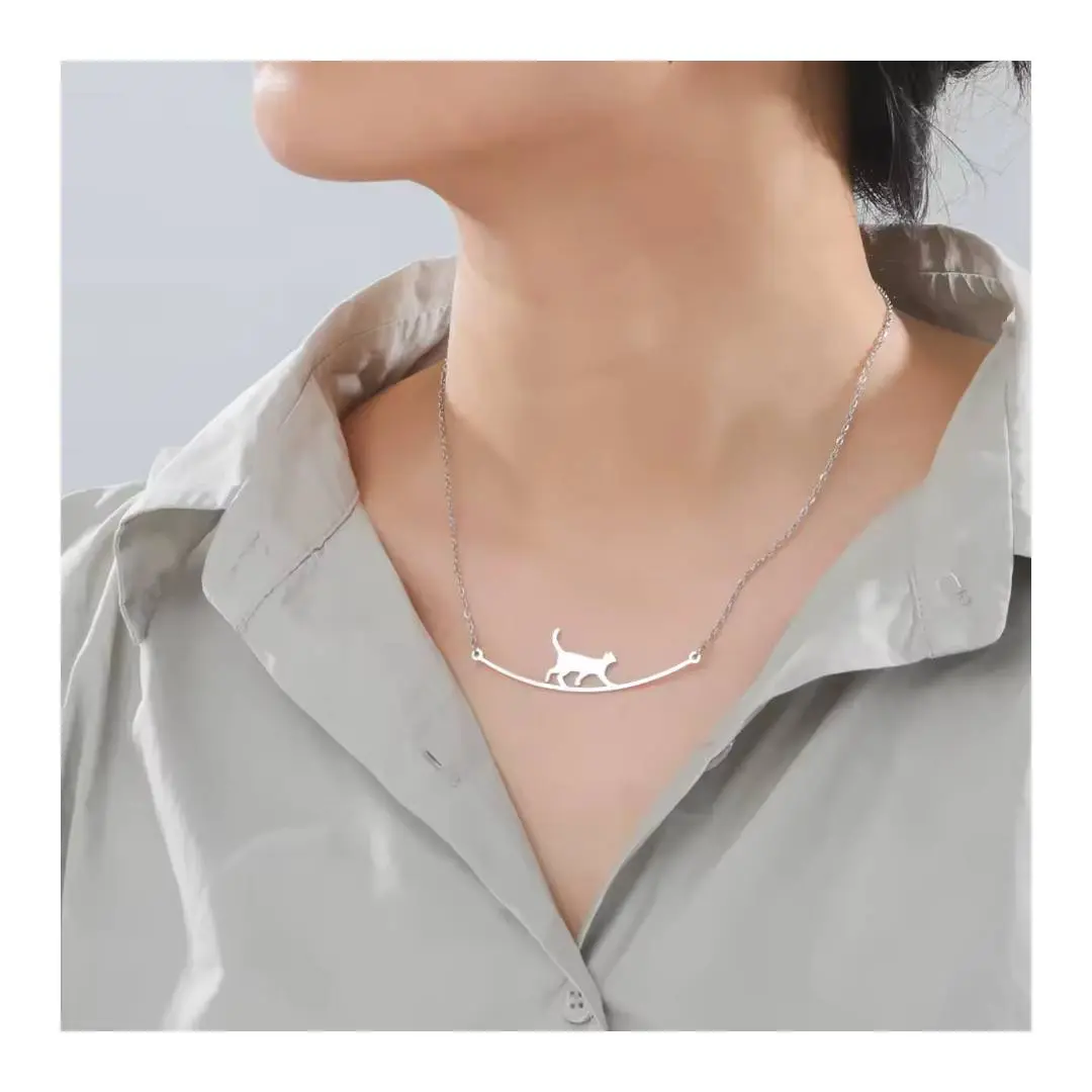 گردنبند گربه بند باز نقره و زنجیر