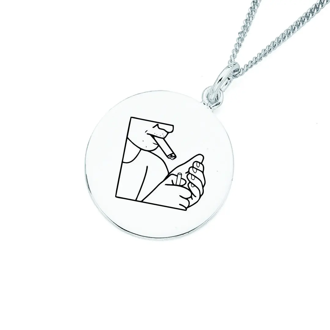 پلاک استیل فندک و سیگار به همراه زنجیر