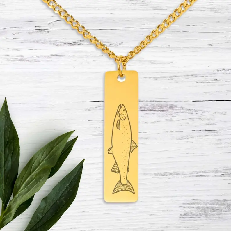 پلاک استیل ماهی به همراه زنجیر