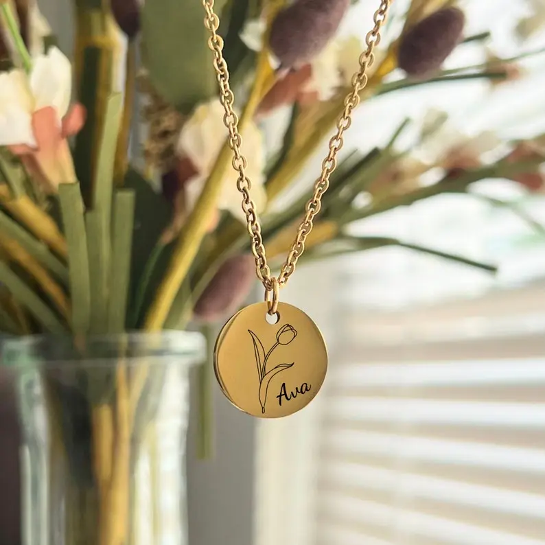 پلاک استیل حکاکی گل و اسم