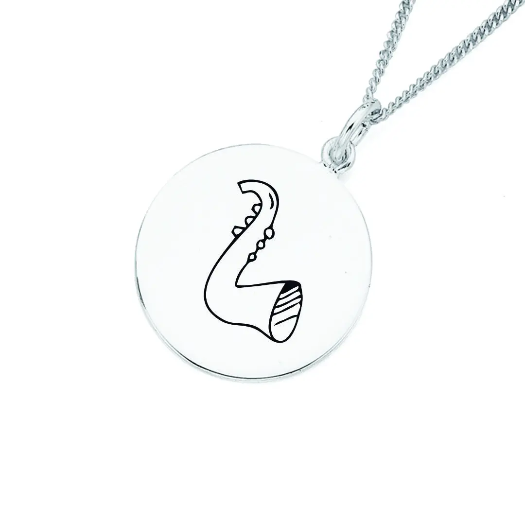 پلاک استیل ساکسوفون به همراه زنجیر