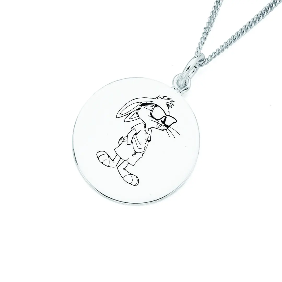 پلاک  خرگوش تُخس و زنجیر استیل