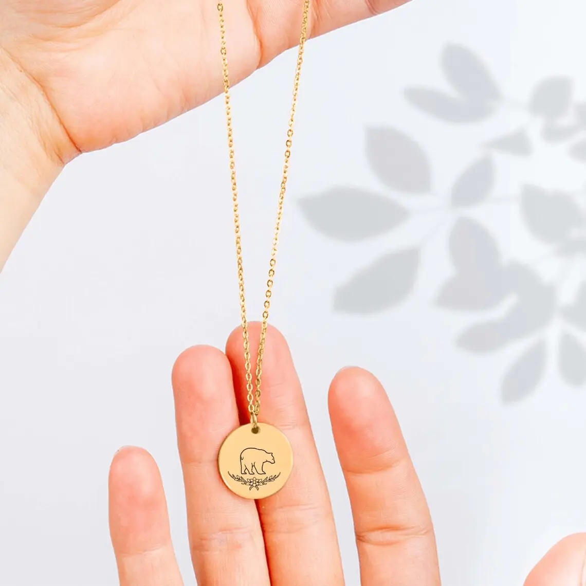 پلاک استیل دایره خرس با زنجیر