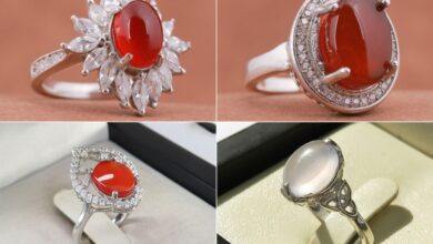 تصویر انگشتر نقره با جزئیات ظریف و سنگ قیمتی