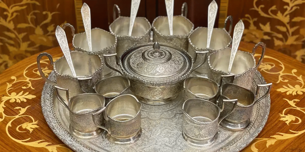 خرید سرویس چای خوری نقره کارکرده