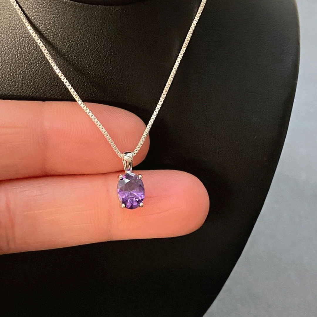 گردنبند نقره با سنگ آمیتیست-نماد ماه بهمن