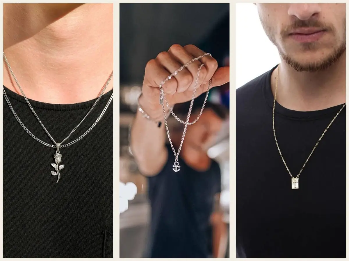 گردنبند نقره مردانه با پلاک های متنوع