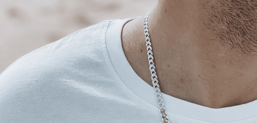 گردنبند نقره مردانه کارتیه تخت تراش