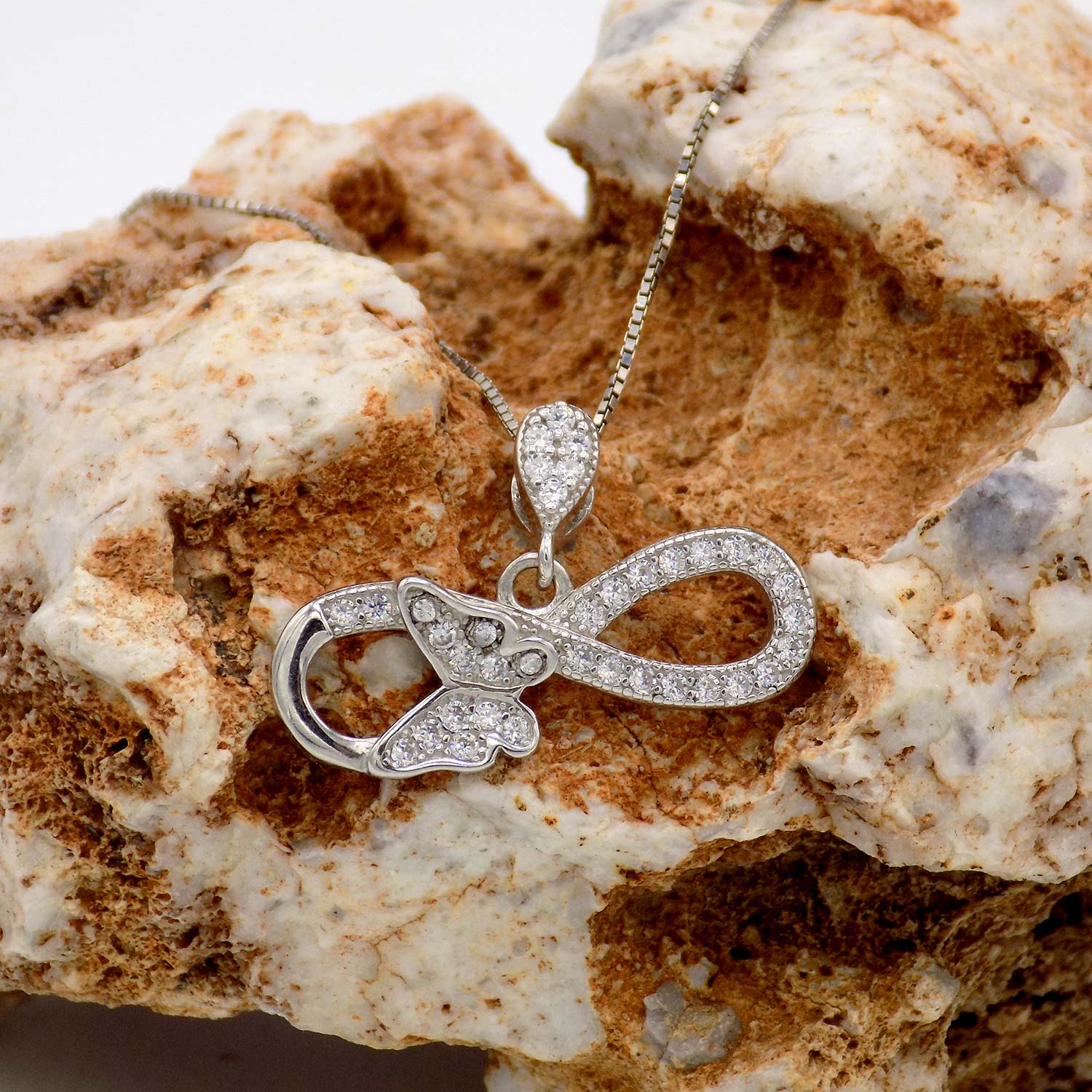 پلاک نقره بی‌نهایت نگین دار