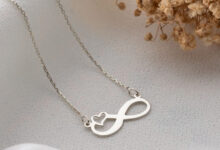 پلاک نقره طرح بی‌نهایت و قلب