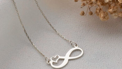 پلاک نقره طرح بی‌نهایت و قلب