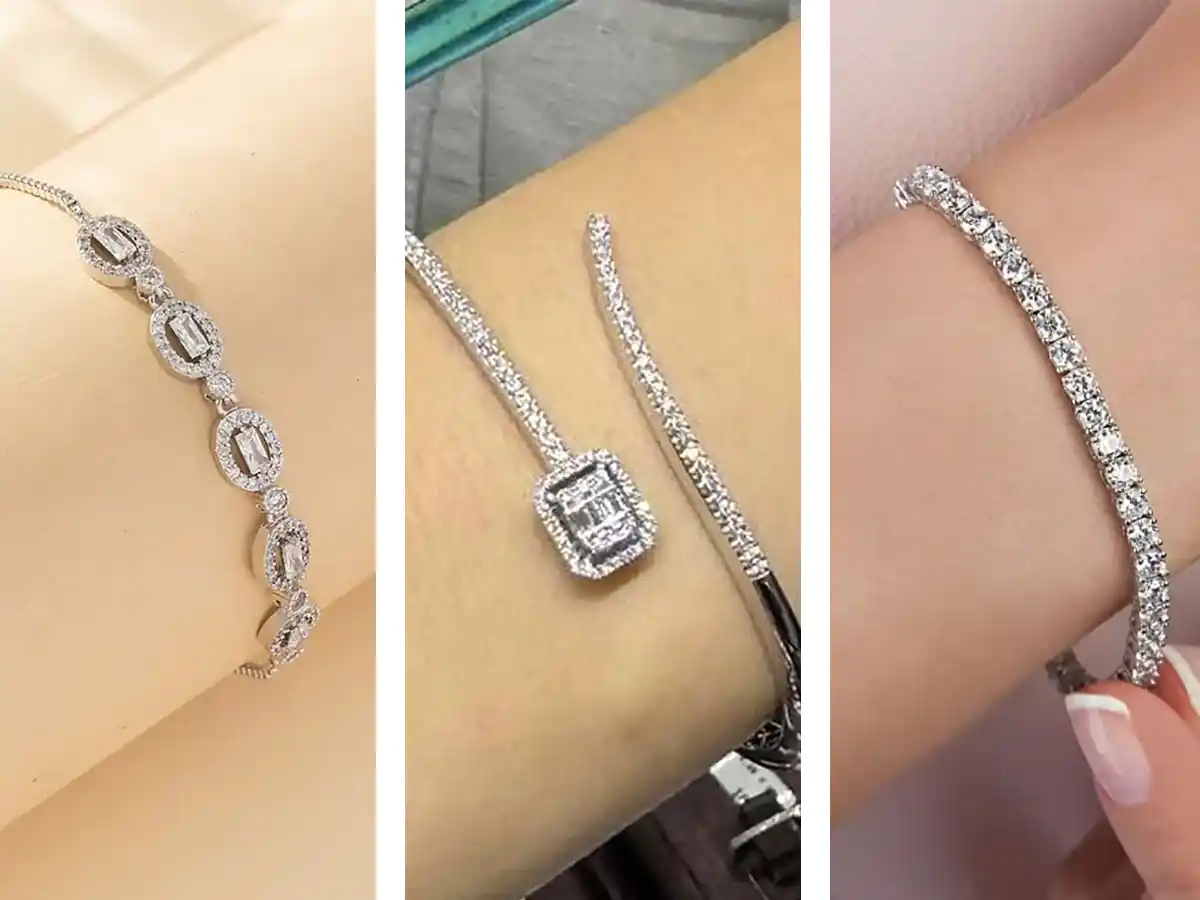 دستبند نقره زنانه نگین‌دار