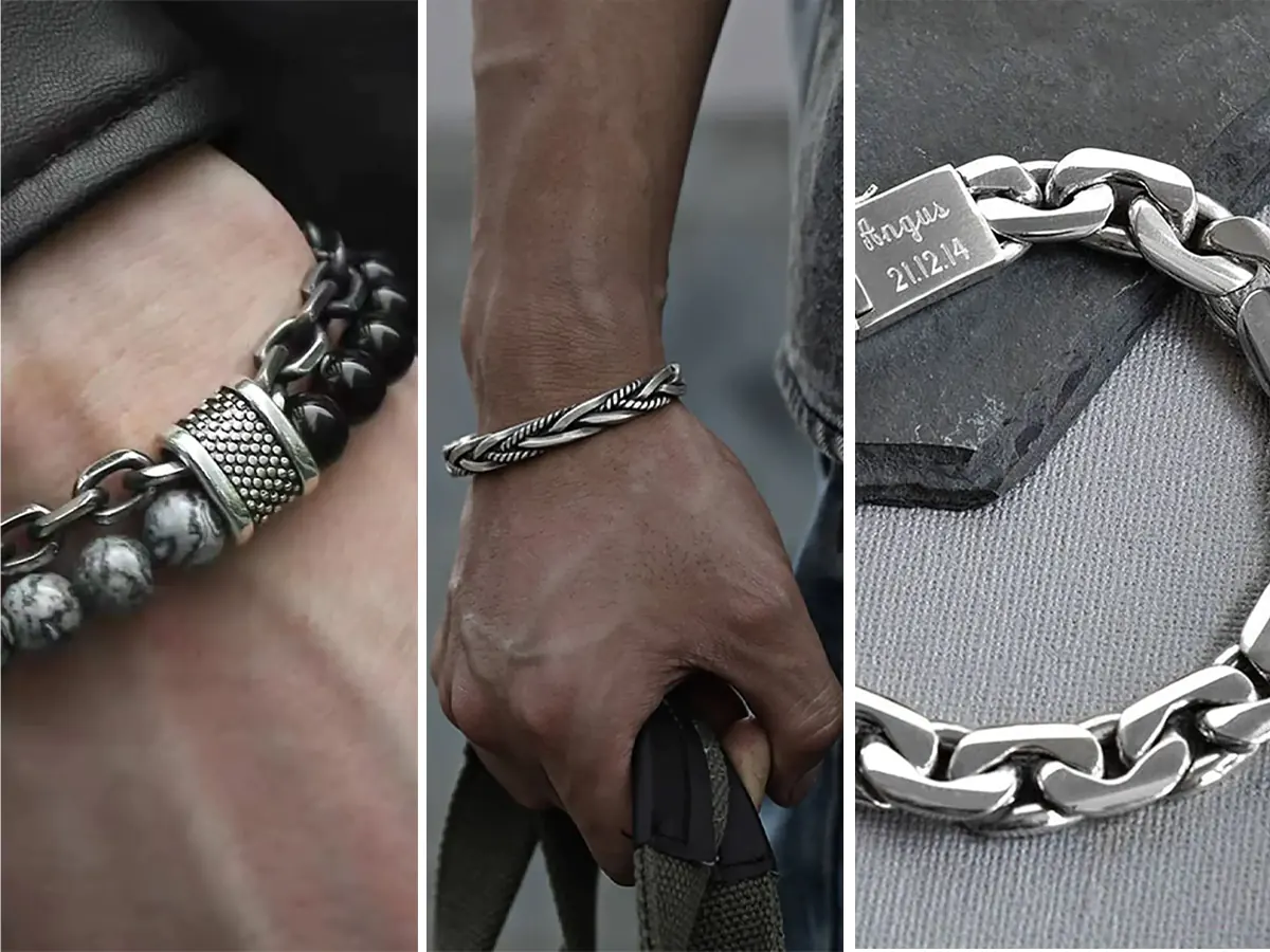 دستبند نقره مردانه