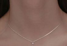 گردن آویز نقره زنانه با سنگ الماس