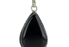 گردن‌آویز نقره الماس سیاه طرح اشک