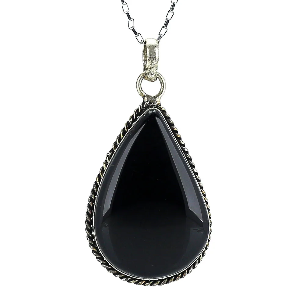 گردن‌آویز نقره الماس سیاه طرح اشک