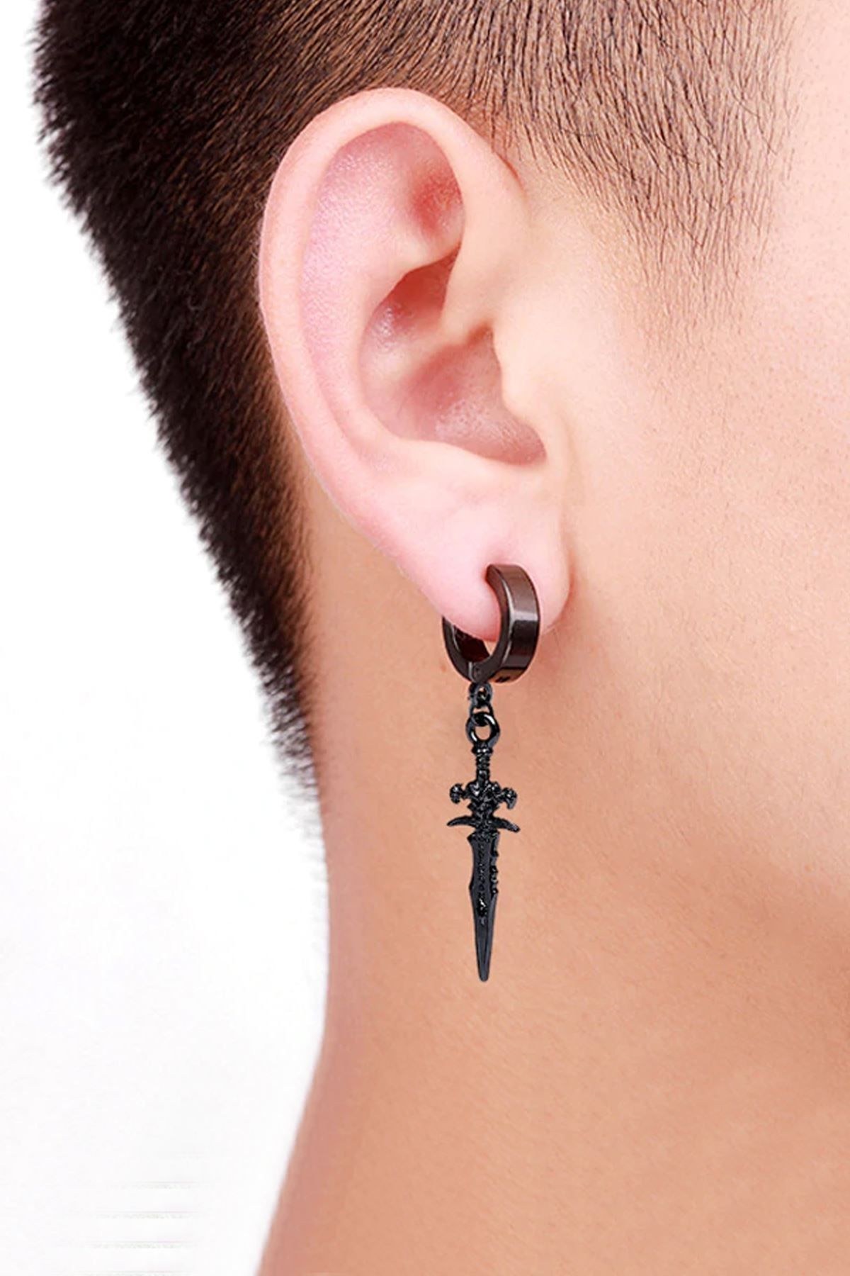 گوشواره نقره مردانه آویز شمشیر