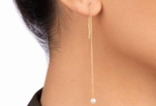 گوشواره‌ی بخیه‌ای نقره زنانه مرواریدی