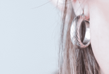 گوشواره‌ی حلقه‌ای نقره شیاردار