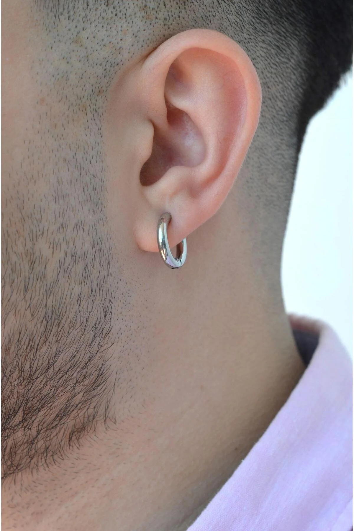 گوشواره‌ی حلقه‌ای نقره مردانه