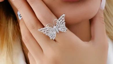 نماد پروانه در زیورآلات نقره انگشتر نقره پروانه